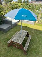 Axi picknicktafel voor kinderen met parasol en bakken, Tuin en Terras, Gebruikt, Rechthoekig, Hout, Ophalen