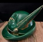 Antieke unieke jagershoed met jachthoorns en veer, Ophalen of Verzenden