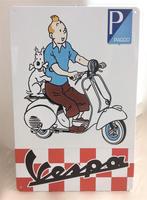 VESPA KUIFJE Metalen Wandbord tintin strip kado, Verzamelen, Stripfiguren, Verzenden, Kuifje, Nieuw, Plaatje, Poster of Sticker