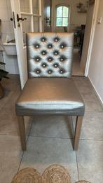 Taupe chesterfield-look stoelen 4x, Huis en Inrichting, Stoelen, Ophalen, Hout, Overige kleuren, Vier