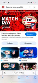 2 tickets psv atletico madrid vak ZZ, Tickets en Kaartjes, Twee personen