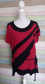 Top: Rood/zwarte lange top met ceintuur, Yessica – L, Yessica, Maat 42/44 (L), Ophalen of Verzenden, Zo goed als nieuw