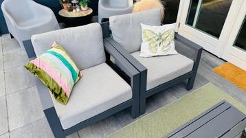 Loungeset Aluminium Grijs - Bank & 2 Stoelen beschikbaar voor biedingen