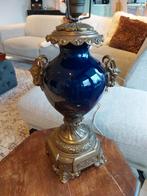Antieke Kobaltblauwe Lamp met Ramskoppen, Antiek en Kunst, Ophalen of Verzenden