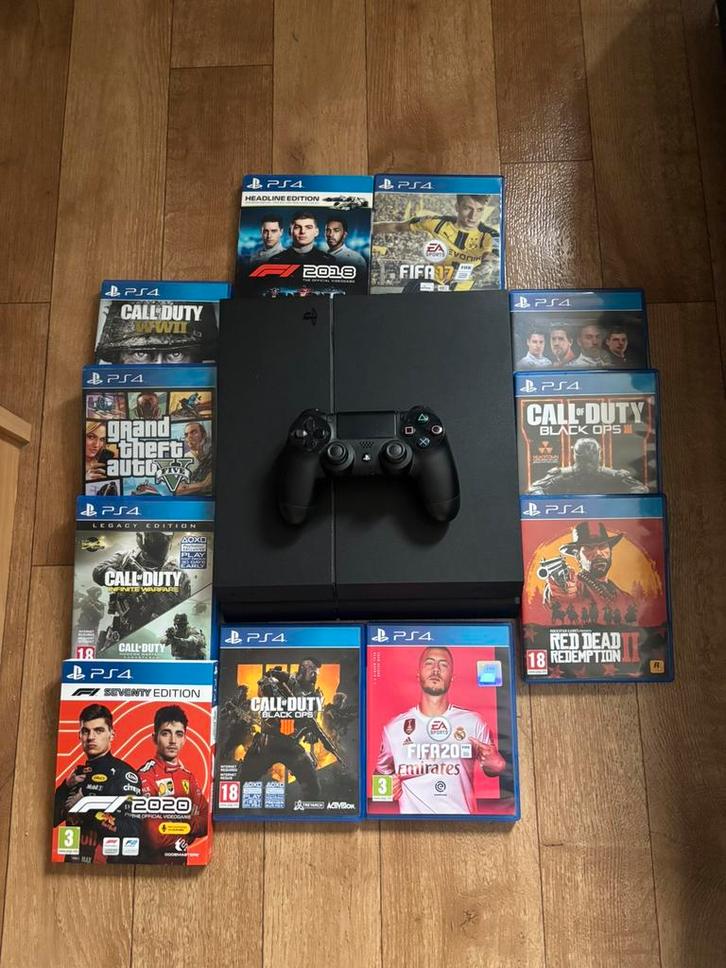 Playstation 4 en Logitec G29 stuur, controller, spellen, Spelcomputers en Games, Spelcomputers | Sony PlayStation 4, Zo goed als nieuw