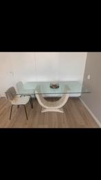 Design glazen eettafel met stenen voet – 180x90, Ophalen