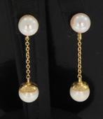 Sale! Parel 18k gouden set dames vintage oorbellen klassiek