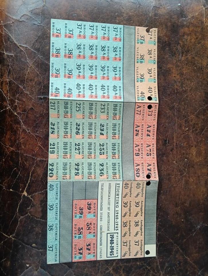 Voedselbonnen WOII - Stichting 1940-1945 10 jaar bevrijding, Verzamelen, Overige Verzamelen, Gebruikt, Ophalen of Verzenden