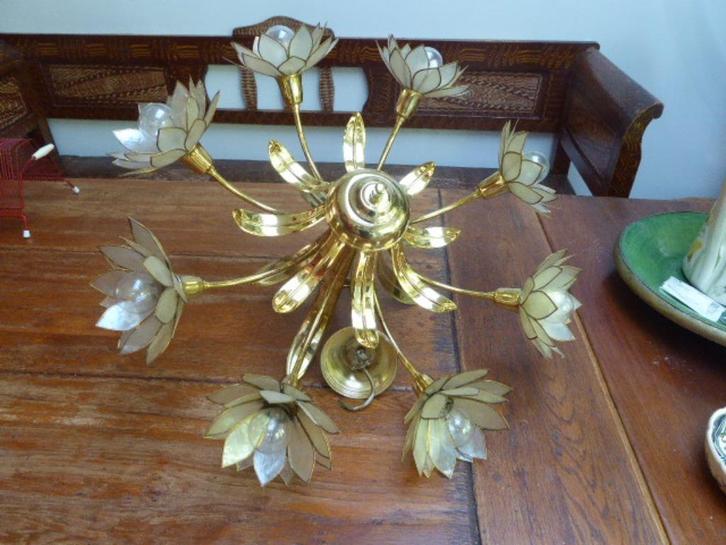 Prachtige lamp van capiz schelpen, Antiek en Kunst, Antiek | Lampen, Ophalen of Verzenden