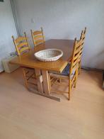 Blankeiken eethoek met massief blad!, Huis en Inrichting, Ophalen, Gebruikt, Blankeiken, 4 tot 6 stoelen