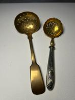 2 x antieke messing koperen suikerstrooi lepels,, Antiek en Kunst, Ophalen of Verzenden