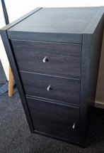 Bureaukast met 2 lades en 1 deur. Kleur donkerbruin, Ophalen, Overige materialen, Minder dan 50 cm, Gebruikt