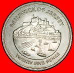 Ⰶ GREAT BRITAIN: JERSEY 25 PENCE 1952 1977 SHIPS CROWN!, Postzegels en Munten, Ophalen of Verzenden, Overige landen, Losse munt