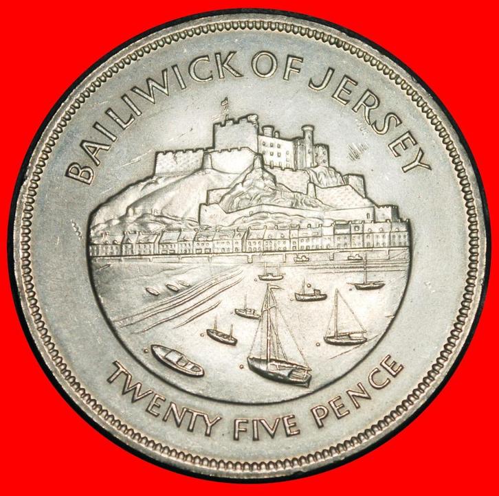 Ⰶ GREAT BRITAIN: JERSEY 25 PENCE 1952 1977 SHIPS CROWN!, Postzegels en Munten, Munten | Europa | Niet-Euromunten, Losse munt, Overige landen