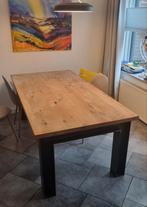 Houten Eettafel met Metalen Poten, Ophalen, Gebruikt, 100 tot 150 cm, 150 tot 200 cm