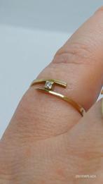 14K Gouden Ring met Diamant - Maat 52, Sieraden, Tassen en Uiterlijk, Ringen, Ophalen of Verzenden, Kleiner dan 17, Met edelsteen