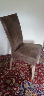 6 Bruin/grijze eetkamerstoelen met houten poten, Huis en Inrichting, Stoelen, Bruin, Riet of Rotan, Ophalen of Verzenden, Zo goed als nieuw