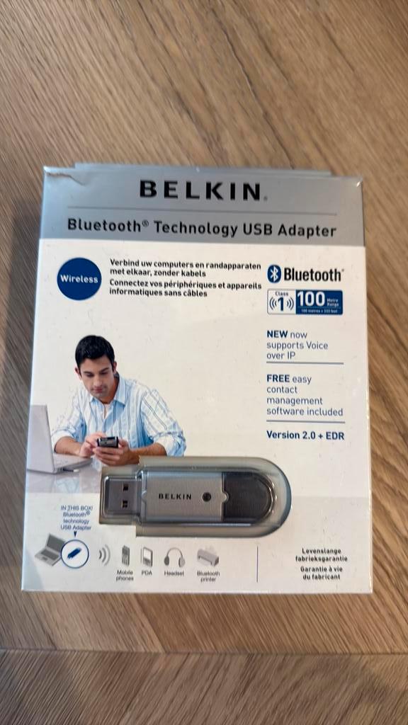 Belkin Bluetooth USB-adapter – 100 m, Computers en Software, Netwerkkaarten, Zo goed als nieuw, Extern, Ophalen