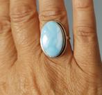 Zilveren ring met natuurlijke Larimar steen zilver 925, Sieraden, Tassen en Uiterlijk, Ringen, O.T., Blauw, Nieuw, Ophalen of Verzenden