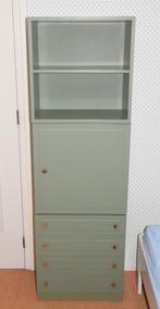 Retro wandkast ladenkast boekenkast groen met deur & lades, Ophalen, Huis en Inrichting