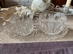 Vintage Glazen Suikerpot en Melkkan Set, Overige typen, Ophalen of Verzenden, Effen, Glas
