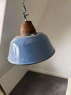 Vintage emaille lamp blauw zwart industrieel, Huis en Inrichting, Lampen | Hanglampen, Ophalen, Minder dan 50 cm