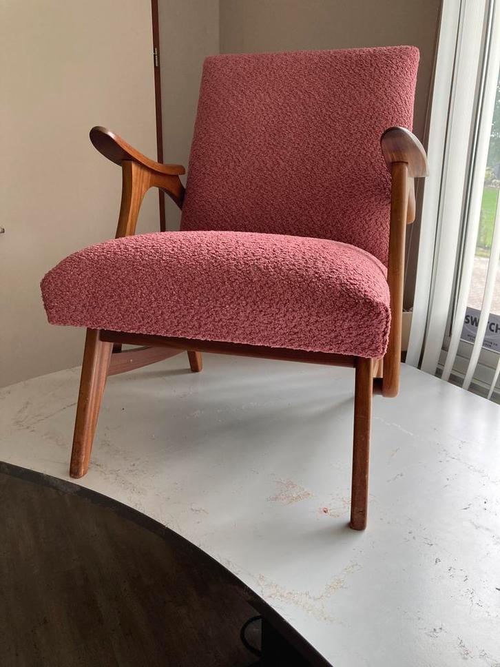 Vintage stoel, retro fauteuil, laatse stuks, Huis en Inrichting, Fauteuils, Gebruikt, Stof, 50 tot 75 cm, 75 tot 100 cm, Ophalen of Verzenden