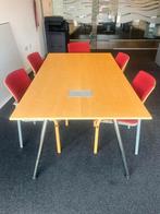 Vergadertafel 200x100cm met 5 stoelen met rode stof, Huis en Inrichting, Ophalen, Gebruikt