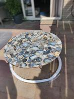 Salontafel in agaat en staal, Anaximène agate blauw, Huis en Inrichting, Tafels | Salontafels, Ophalen, 50 tot 100 cm, Rond, Nieuw