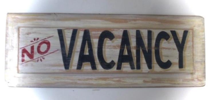 Handgeschilderd houtenbord / sign / Amerikaans / No Vacancy, Verzamelen, Merken en Reclamevoorwerpen, Zo goed als nieuw, Reclamebord
