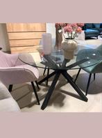 Glazen eettafel en salontafel Goosens, Huis en Inrichting, Tafels | Eettafels, Ophalen, 100 tot 150 cm, Rond, 50 tot 100 cm