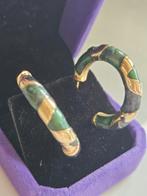 Vintage Emaille Oorringen - 3cm, Sieraden, Tassen en Uiterlijk, Oorbellen, Overige materialen, Ophalen of Verzenden, Groen, Hangers