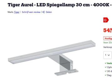  Tiger Aurel - LED Spiegellamp 30 cm - 4000K - Chroom new  v beschikbaar voor biedingen