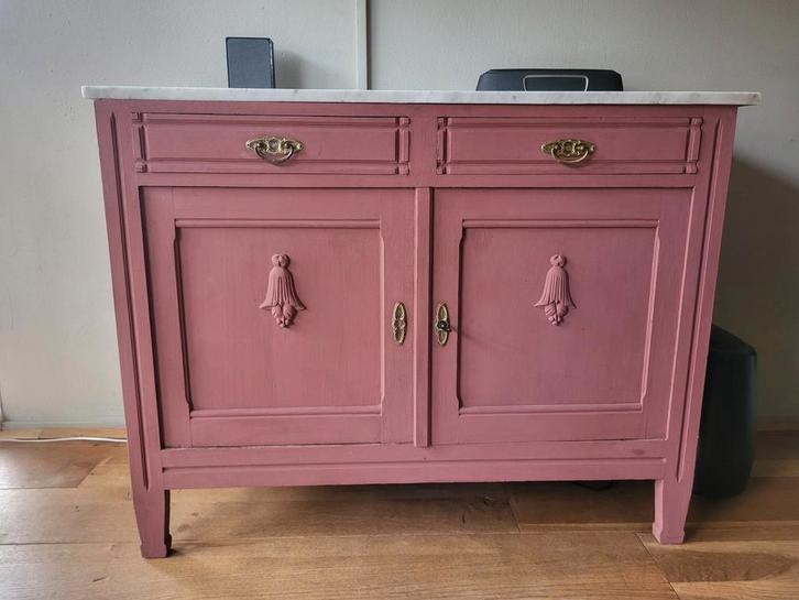 dressoir met marmeren plaat, Huis en Inrichting, Kasten | Dressoirs, Gebruikt, 100 tot 150 cm, 25 tot 50 cm, Ophalen