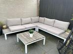 Loungeset wit met grijze kussens (250x250), Tuin en Terras, Tuinsets en Loungesets, Ophalen, 5 zitplaatsen, Kunststof, Gebruikt
