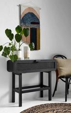 Nordal MERGE sidetable Zwart teak, Weens vlechtwerk, webbing, Huis en Inrichting, Glas, 100 tot 150 cm, Scandinavisch, Japandi, Bohemian, Tijdloos