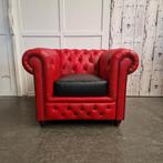 Chestefield zwart / rood - zo goed als nieuw, Ophalen of Verzenden, Zo goed als nieuw, 75 tot 100 cm