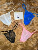 Transparante string, Verzenden, Zwart, Slip