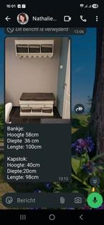 Hal set kapstok en bankje incl. Rieten mandjes, Zo goed als nieuw, Minder dan 100 cm, Hout, Ophalen