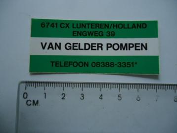 sticker oud Van Gelder pompen Lunteren nl techniek retro beschikbaar voor biedingen