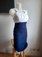 Feestelijke jurk wit-donkerblauw, maat 42, Wit, Maat 42/44 (L), Ophalen of Verzenden, Zo goed als nieuw