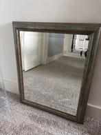 Spiegel met Facet Geslepen Glas - Groen/Zilver Rand, Ophalen, Gebruikt, Minder dan 100 cm, Rechthoekig