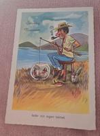 Man met pijp aan het vissen uit vissenkom, Verzenden, 1980 tot heden, Ongelopen, Overige thema's