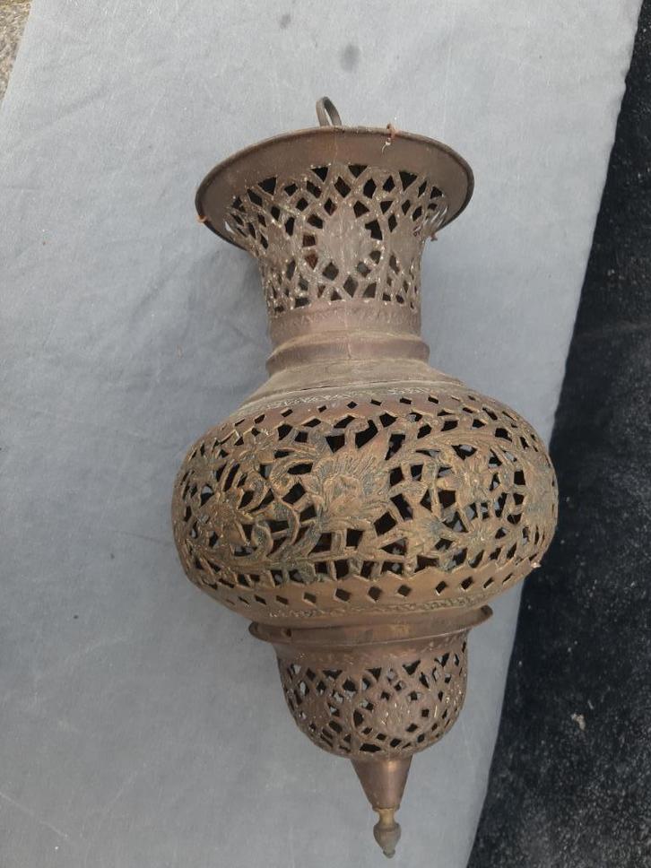 Authentieke Vintage Oosterse Hanglamp – Handgemaakt koper, Huis en Inrichting, Lampen | Hanglampen, Gebruikt, 50 tot 75 cm, Metaal