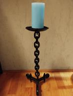Vintage brutalist vloer kandelaar ketting smeedijzer, Ophalen, Zo goed als nieuw, Kandelaar, 25 tot 50 cm