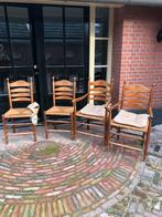 4 keuken stoelen met biezen matten, Huis en Inrichting, Stoelen, Ophalen, Zo goed als nieuw, Bruin