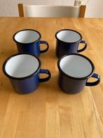 4  vintage puntgaaf emaille drink Bekers donkerblauw, Huis en Inrichting, Keuken | Servies, Overige materialen, Ophalen of Verzenden