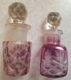 2 Antieke rose kristal parfumflesjes, Antiek en Kunst, Antiek | Glas en Kristal, Ophalen of Verzenden
