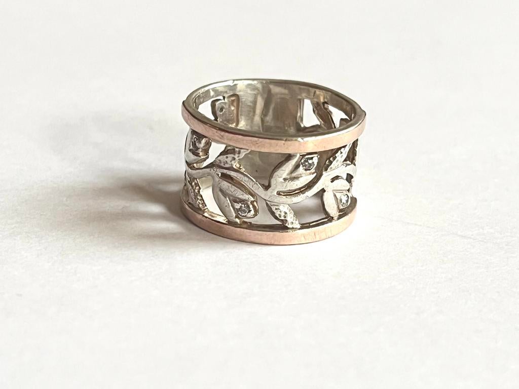 Ring zilver goud diamant Oekraine Charkiv, Verzenden, Goud, Ring, Met edelsteen