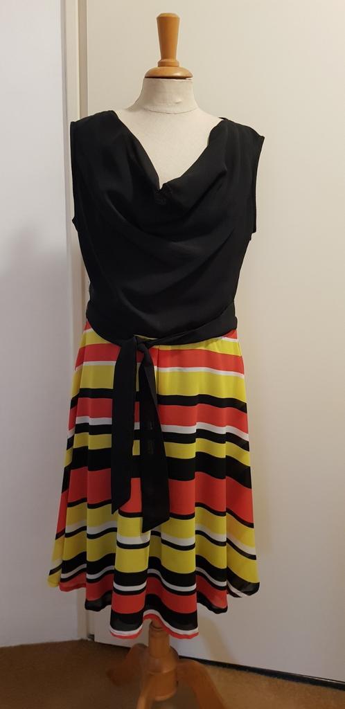 Mouwloze jurk zwart/koraalrood/geel Bonprix maat 38/40, Kleding | Dames, Jurken, Zo goed als nieuw, Maat 38/40 (M), Overige kleuren